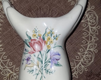Shabby chic/Vintage/ceramic hands candle holder, tea light holder, floral plant stand