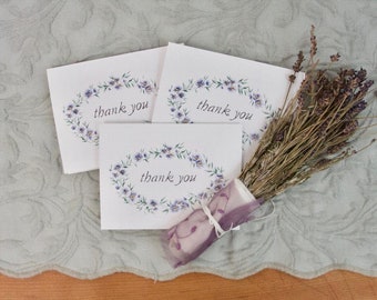 Thank You Notes, Floral Thank You Notes, Package of 8, Bulk Set, All Occasion, Boxed Card Set, Floral, Lavender Envelopes, Note Cards,