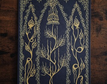 The Arches - Original dark botanical drawing, gold ink on black archival paper - A4.