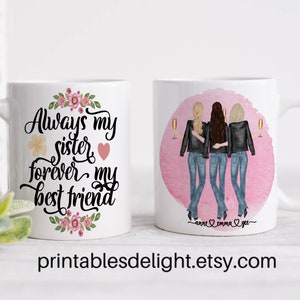 Gepersonaliseerde beste vriend en zus mok, keramische koffie en thee mok, aangepaste Besties verjaardagscadeau, cadeau voor zussen, beste vriend mok, geschenken