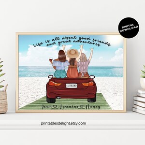 Personalized Best Friend Gift, DIGITAL DOWNLOAD, Besties in Car, Customized Besties Drawing, Sister Customized Gift, BFF Birthday Gift, Art