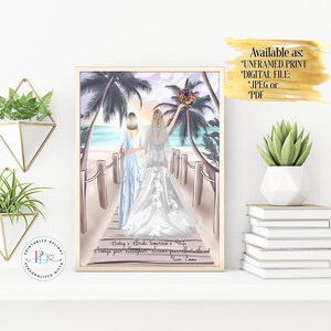 Mother of the Bride Portrait Gift from Daughter Wedding Gift to Mom from Bride Custom Art Print of Mother and Daughter on Wedding Day