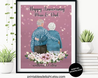 Anniversary Present for Parents, Valentines Gift for Husband & Wife, Personalized Gift for Mom and Dad, DIGITAL DOWNLOAD, Birthday Gift Art