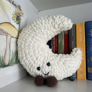 Handmade Crochet Moon Plush | Soft Textured Crescent Pillow | Jellycat Inspired Gift | Cozy Nursery or Room Decor