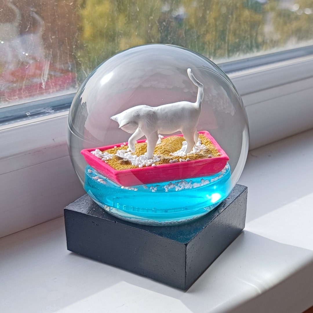 Cat in Litter Box Snow Globe From Ukraine Etsy