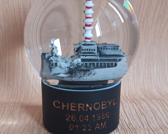 Chernobyl. Original Snow Globe. Glass globe. Glow in the dark, with Cherenkov effect