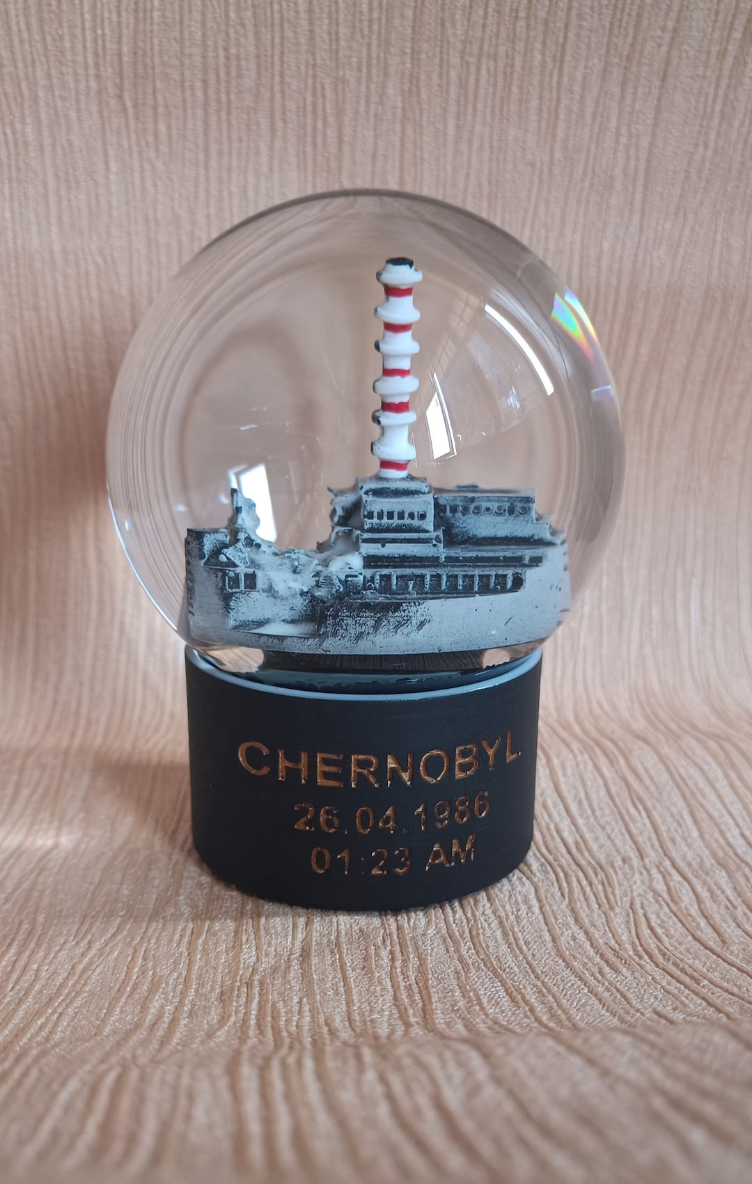 Original Chernobyl Snow Globe, Pripyat, Nuclear Reactor. Glass Globe