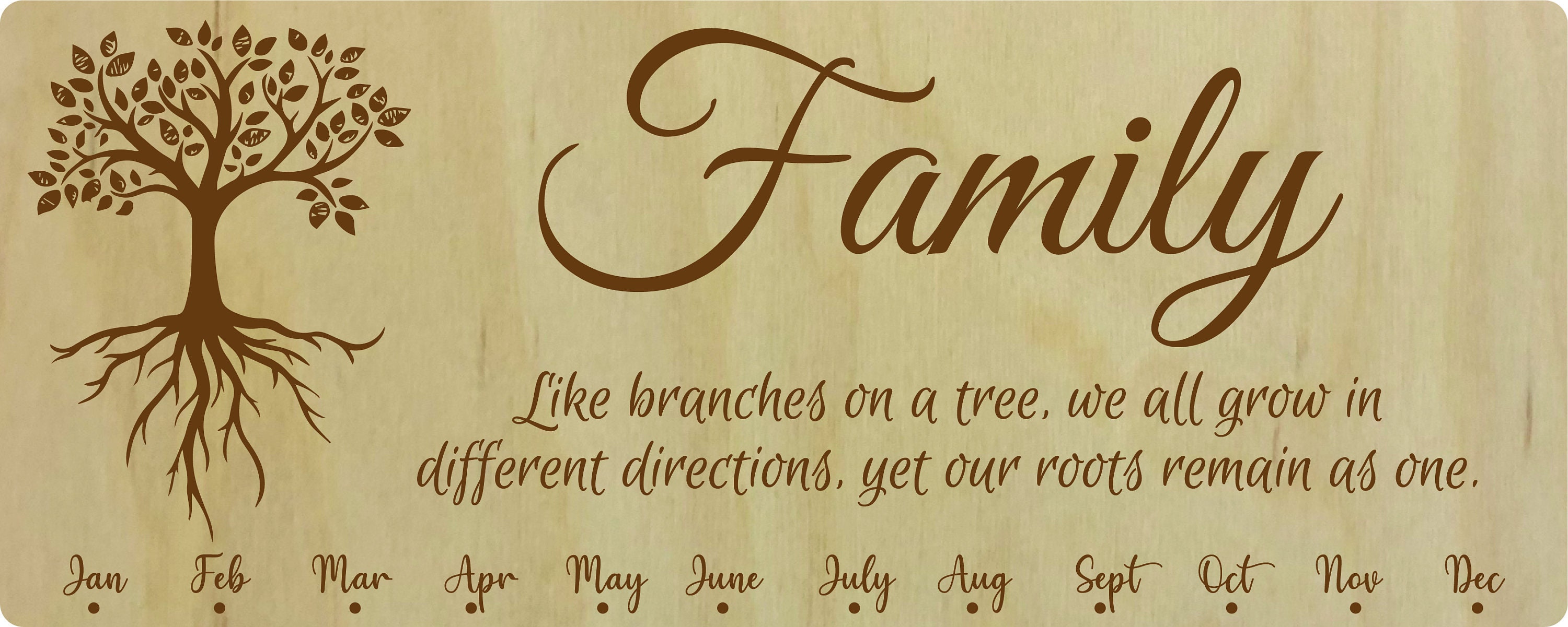 Family tree birthday board perpetual calendar with wooden name Etsy
