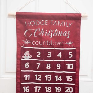 Fabric Advent Calendar for kids, Christmas Calendar with pockets, family personalized Christmas Countdown Calendar, Holiday Christmas Decor