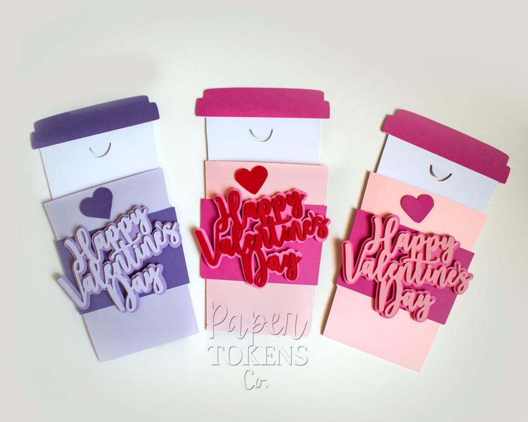 Coffee Cup Gift Card Holder, Happy Valentines Day Gift Card Holder ...