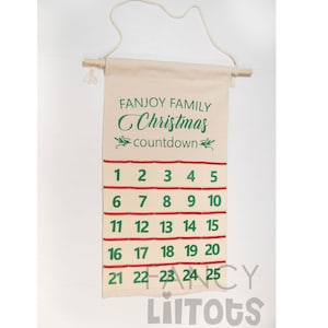 Fabric Advent Calendar with pockets, Christmas Calendar, Christmas Countdown, Kids Christmas Calendar, Holiday Personalized Christmas Decor