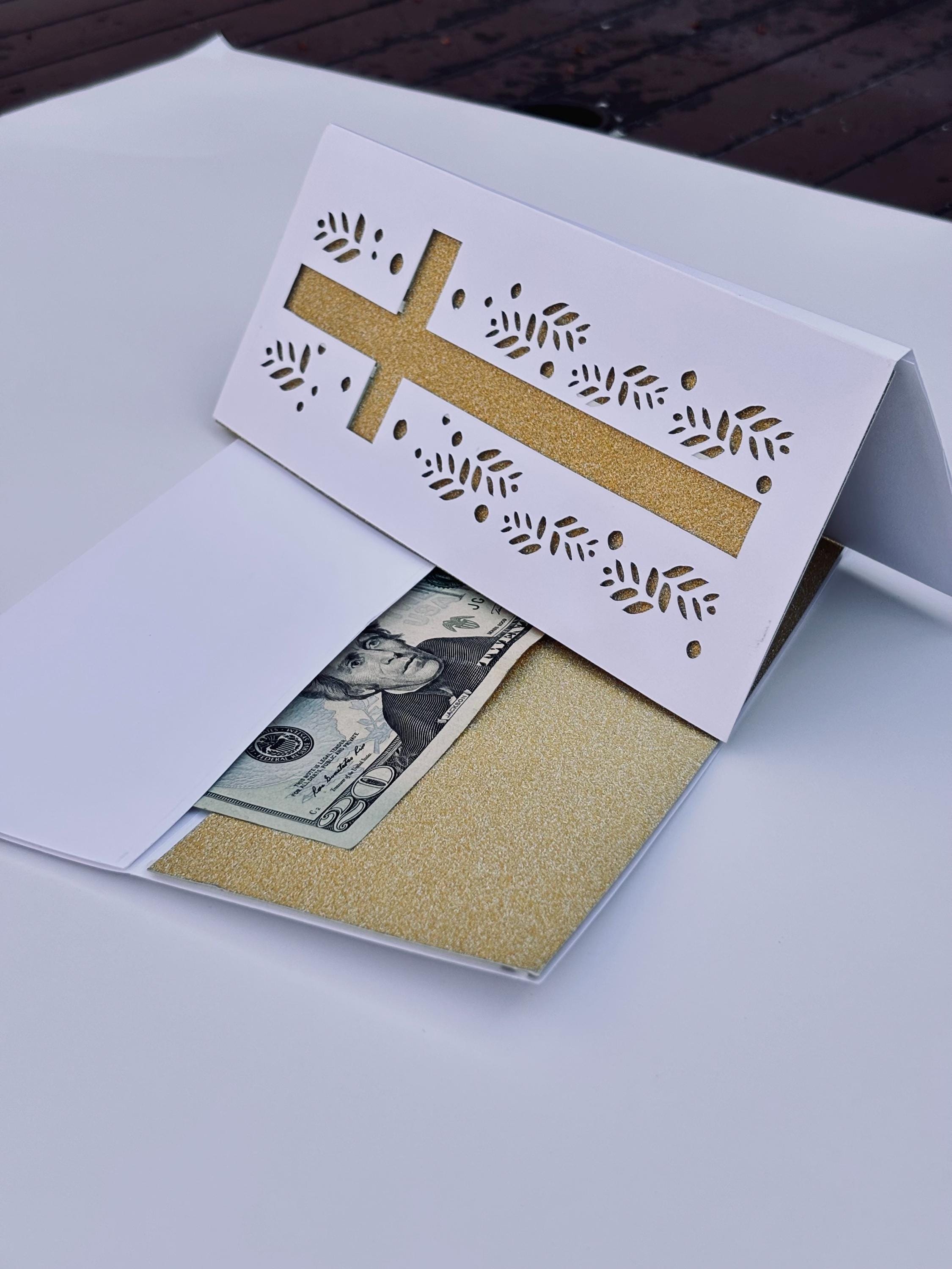 Religious Money Box Church Money Envelope Card With Glitter Gold Cross, Religious Christian ...