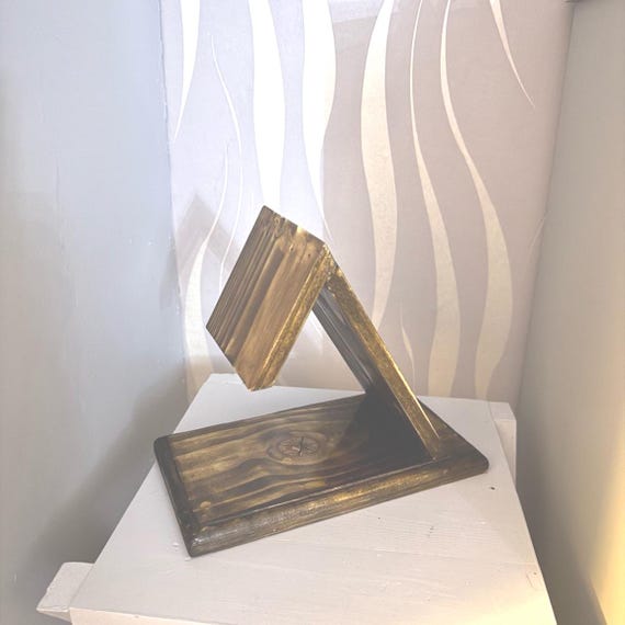 Handmade Wooden Book Stand – Solid Timber Reading Stand, Dark Oak Finish