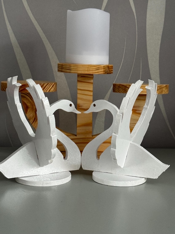 charming hand made collection of 3D swan decorations for your desk, shelf, or mantlepiece. Ideal gift idea