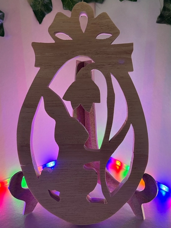 wooden easter egg bunny with flower and bow