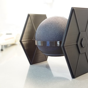 Star Wars Tie Fighter inspired Amazon Echo Dot 4th or 5th gen speaker holder stand 3D printed immagine 1