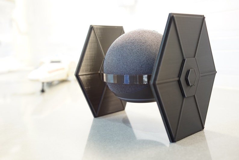 Star Wars Tie Fighter inspired Amazon Echo Dot 4th or 5th gen speaker holder stand 3D printed immagine 1