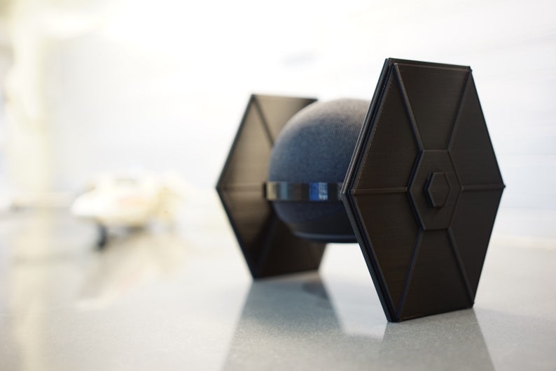 Star Wars Tie Fighter inspired Amazon Echo Dot 4th or 5th gen speaker holder stand 3D printed immagine 5