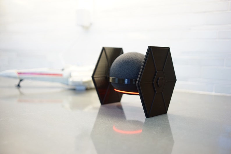 Star Wars Tie Fighter inspired Amazon Echo Dot 4th or 5th gen speaker holder stand 3D printed immagine 6