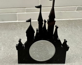 Disney 100 year Anniversary Medallion coins with castle style display stand holder for 1 coin medallion, not included - 3D printed