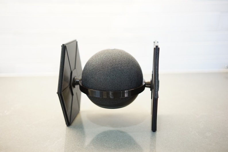 Star Wars Tie Fighter inspired Amazon Echo Dot 4th or 5th gen speaker holder stand 3D printed immagine 2