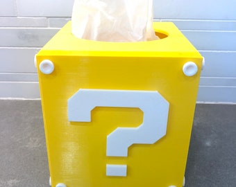 Mario Bros Question box inspired tissue box cover for standard square small tissue boxes - 3D printed