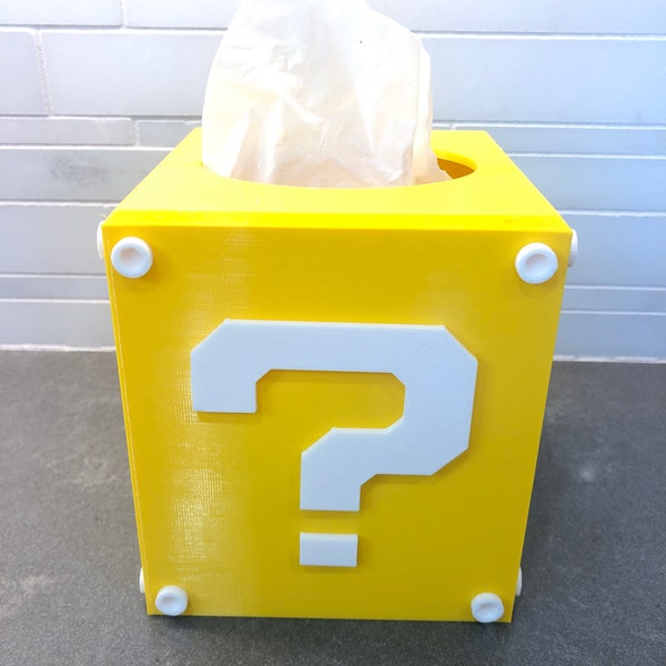 Mario Bros Question box inspired tissue box cover for standard square small tissue boxes - 3D printed
