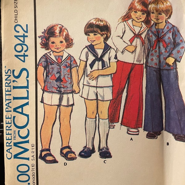 Vintage sewing pattern/McCall’s4942/-1970’s children’s top and pants or shorts