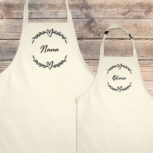 Personalised Family Aprons - Mum Daugher Son Apron, Dad, Nanna, Grandma, Grandad | Baking Apron for Kitchen | Cooking | Childrens Apron