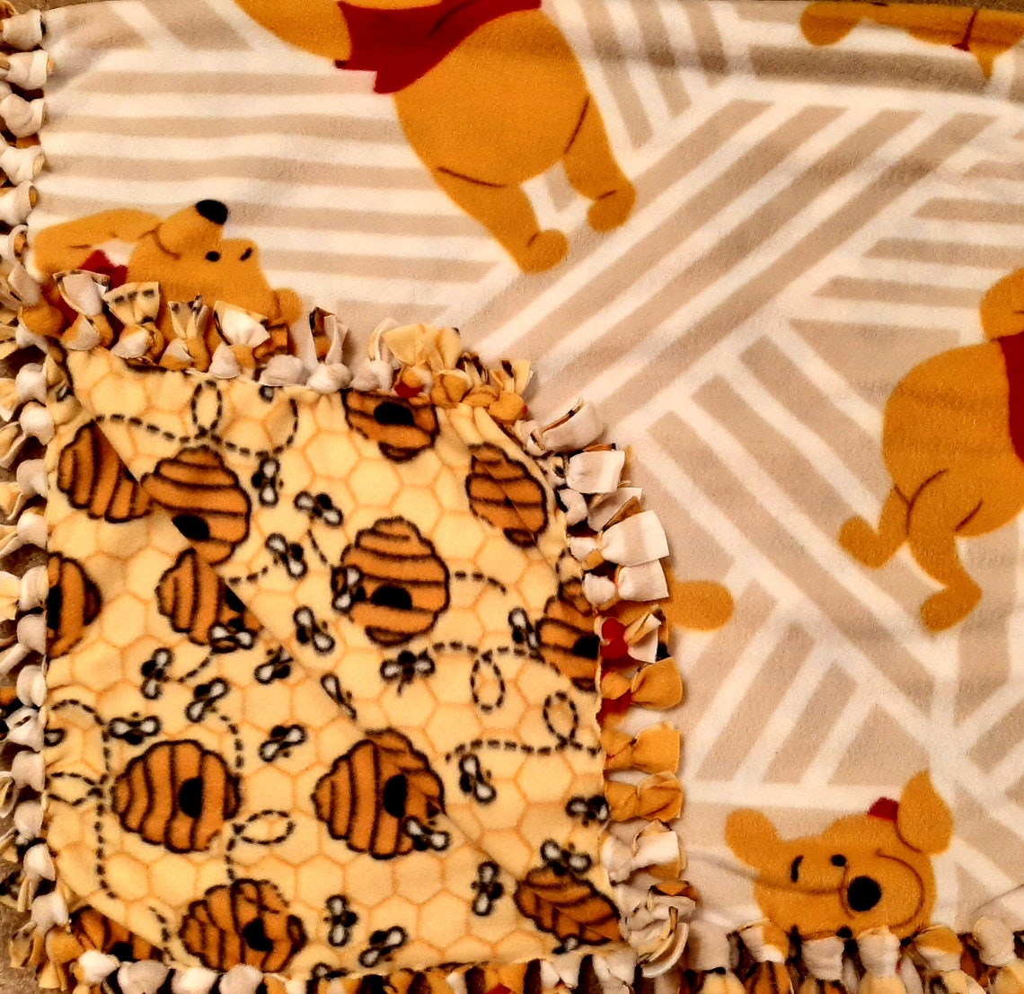 Winnie The Pooh Fleece Blanket No Sew Knotted Fleece Etsy