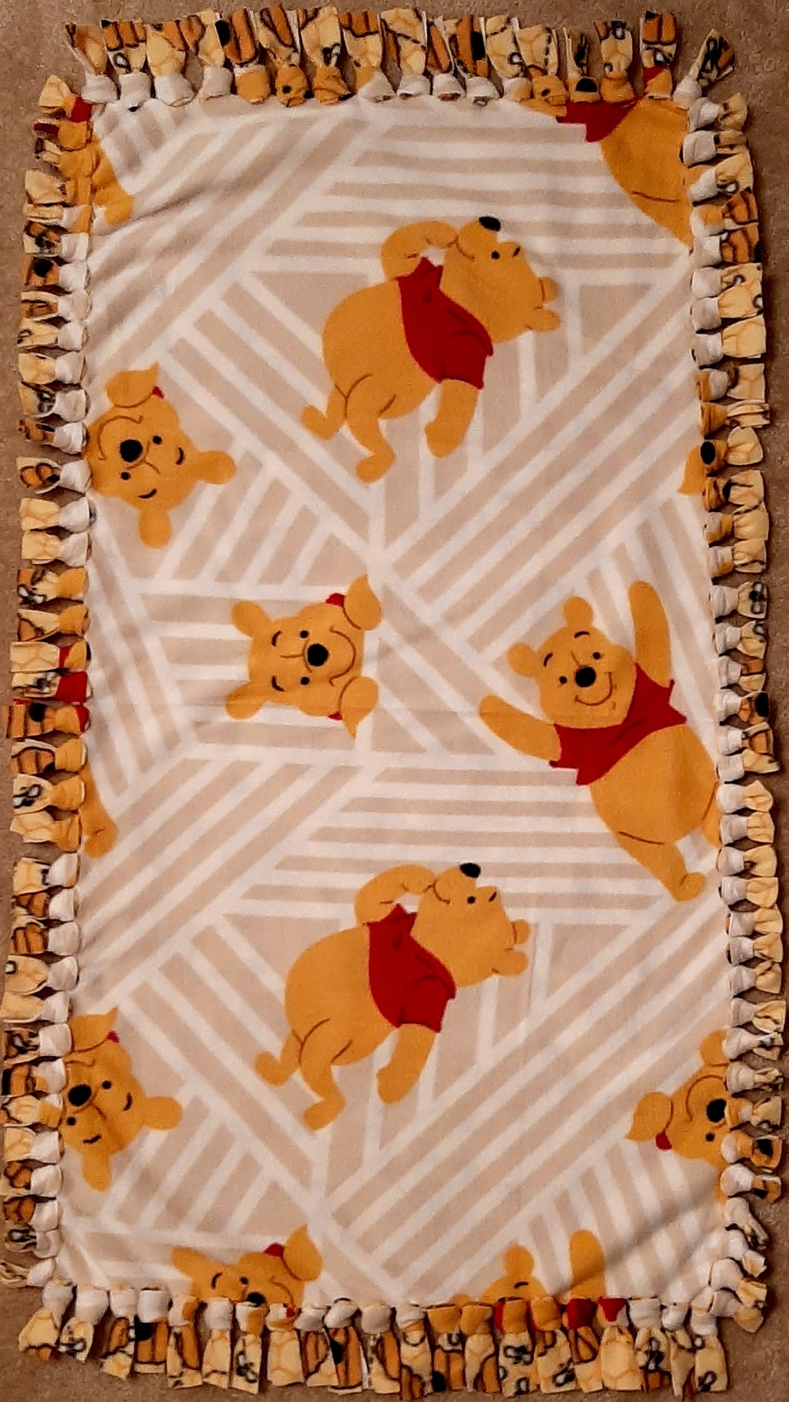Winnie The Pooh Fleece Blanket No Sew Knotted Fleece Etsy