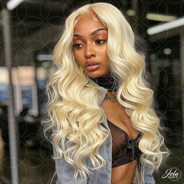 Black African American Beauty Blonde 613 Lace Hair Wig Stock Photo