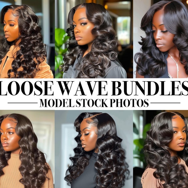 8 Loose Body Wave Hair Wig Model African American Black Women Stock Photos, Loose Wave Bundles Stock Images, Black Girl Wig Stock Images