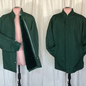 1970s Forest Green Vintage Sears Men&#39;s Coat Faux Fur Lined