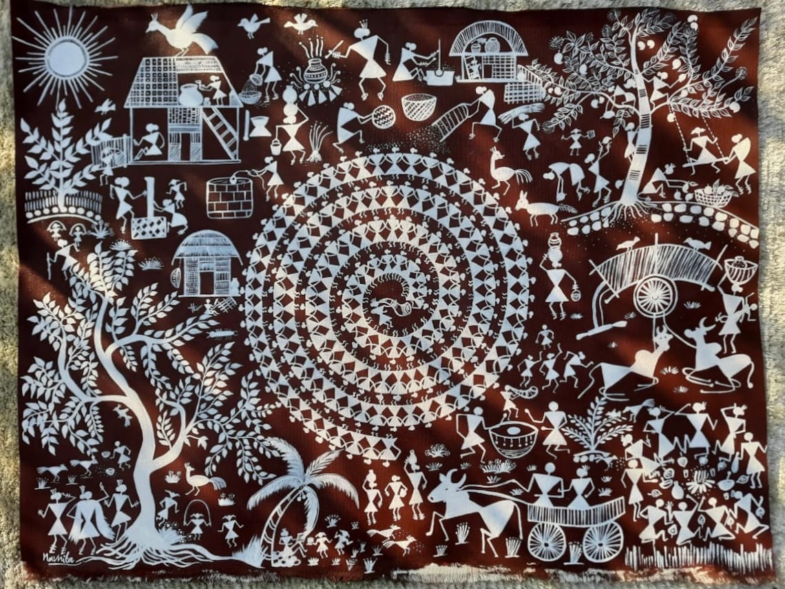 Warli Painting Indian Folk Art Indian Culture Painting Etsy