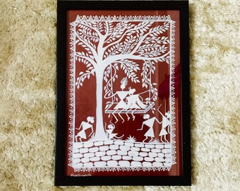 Warli painting, Indian Folk art, Indian Culture painting, Indian traditional art, Indian Painting, Handmade warli painting, Wall Decor