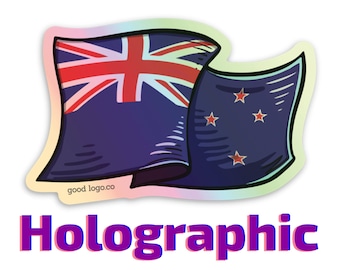 Holographic New Zealand Flag Sticker: Waterproof Vinyl Decal