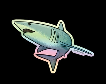 Holographic Mako Shark Sticker - Waterproof Vinyl NZ Decal