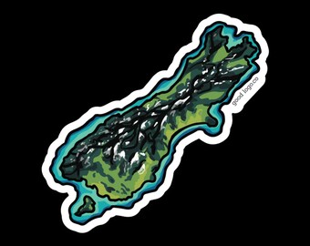 South Island New Zealand Sticker: Waterproof Vinyl Travel Decal