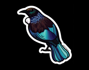 Tui Bird Sticker, Waterproof Vinyl, New Zealand Native