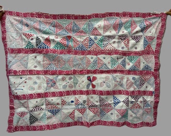 Nakshi Kantha Baby Quilt , Handmade Vintage Quilt , Indian Kantha Quilt , Antique Kantha Bedspread,Quilt ,Organic Cotton Quilt, gift Kantha