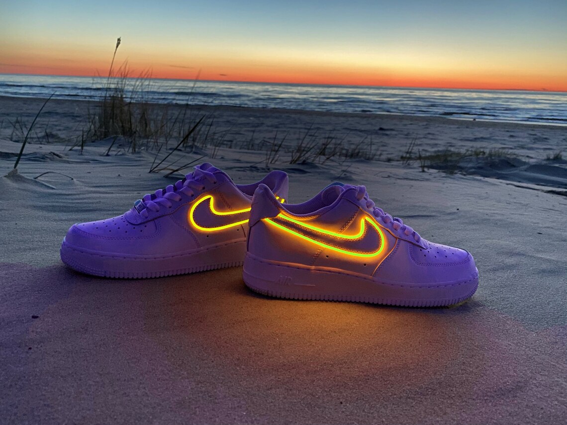 Custom Light Up Nike Air Force 1's07 Electric YELLOW. One | Etsy