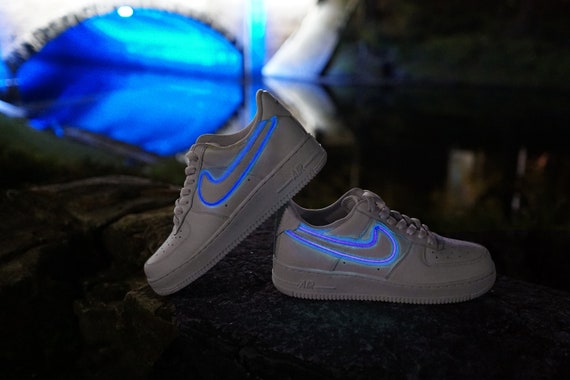 Custom Nike Air Force 1 Light Up Electric Blue. One button | Etsy