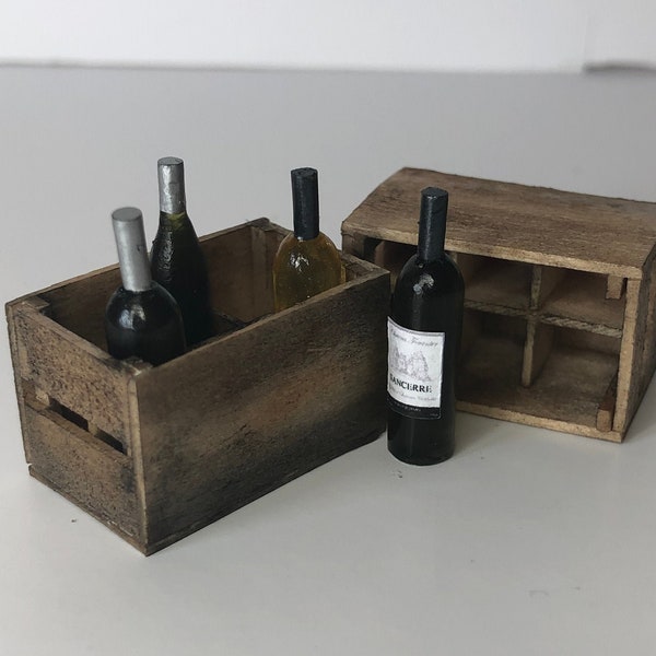 1/12TH SCALE Dolls House miniature rustic wine crate - style 1