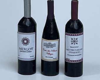 1/12TH SCALE Dolls House Red Wine Bottle