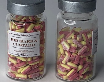 1/12TH SCALE Dolls House Jar of Sweets - Rhubarb & Custard