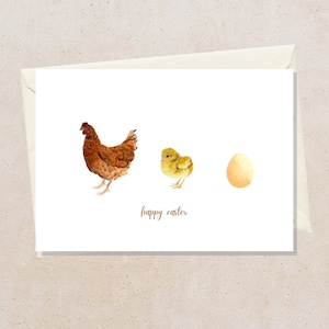 Carte de Joyeuses Pâques pour les grands-parents, cadeau de Pâques unique pour adultes, carte de vacances de poulet de Pâques, carte aquarelle sur le thème de Pâques faite à la main, oeuf