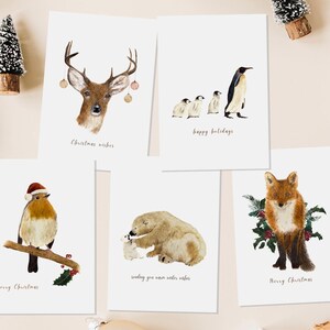 Animal Holiday Cards, Christmas Cards Set Classic, Christmas Gifts for Women Coworker, Winter Greeting Cards, Wildlife Christmas Cards