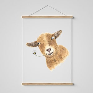 Goat Art, Christmas gifts for farmers, Woodland Animal Art Print, Room Decor Aesthetic Cottagecore, Farm Animals Decor, Birthday Gift for image 2