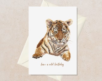 Animal Birthday Card for Boyfriend, Happy Birthday Card for Him, Tiger Birthday Card for Friend, Birthday Gift for Best Friend, Have a Wild